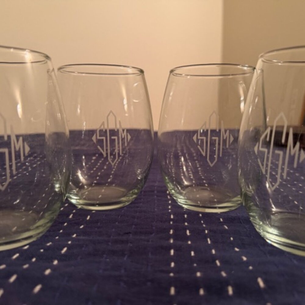 Set of 4 Monogrammed Glasses